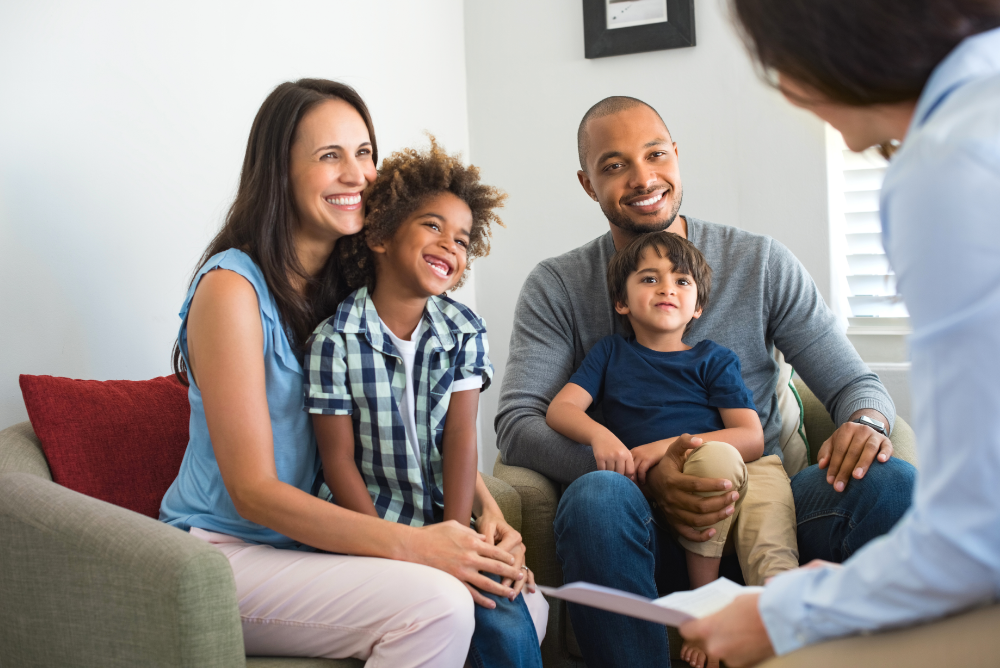 young family smiling